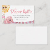 ピンクビーチ夏の赤ちゃんシャワーおむつラッフル エンクロージャーカード (正面/裏面)