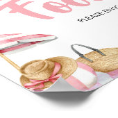 ピンクビーチ夏の赤ちゃんシャワーフード ポスター (角)