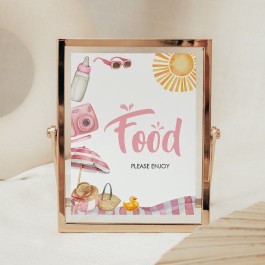 ピンクビーチ夏の赤ちゃんシャワーフード ポスター