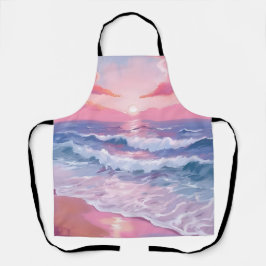 ピンクビーチ海ショアコースト絵を描ーズ エプロン