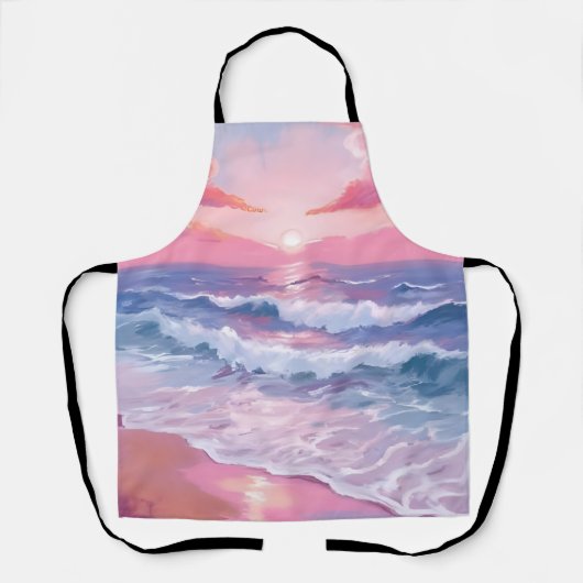 ピンクビーチ海ショアコースト絵を描ーズ エプロン (正面)
