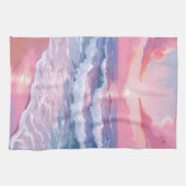 ピンクビーチ海ショアコースト絵を描ーズ キッチンタオル (横)