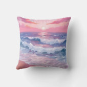 ピンクビーチ海ショア絵を描 クッション (裏面)