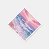 ピンクビーチ海ショア絵を描 スタンダードカクテルナプキン (角)