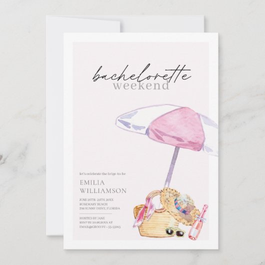ピンクビーチ独身最後の週末パーティー 招待状 (正面)