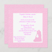 ピンクビーチ結婚式招待状と踊りカップル 招待状 (正面/裏面)