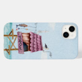 ピンクビーチ魚釣りハット桟橋スチルバードフィッシュニャー Case-Mate iPhoneケース (裏面 (横))