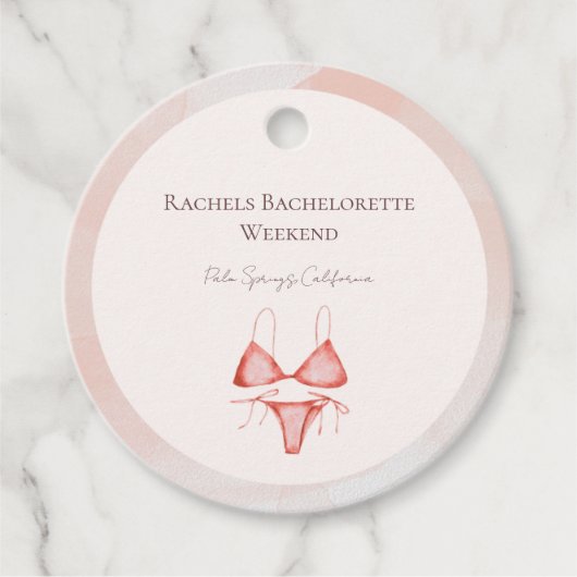 ピンクビーチ ブライズメイド パーティー ファベタグ フェイバータグ (正面)