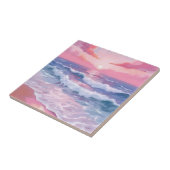 ピンクビーチ 海岸の絵画 アート タイル (側面)