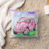 ピンクビートルの水の絵画色 クッション (ブランケット)