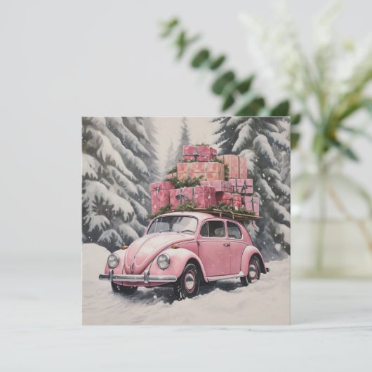 ピンクビートルホリデーオーナメント&ギフトタグ シーズンカード (スタンド正面)