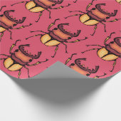 ピンクビートル虫好きアート ラッピングペーパー (角)