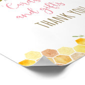 ピンクビーヒマワリ誕生日ギフトサイン ポスター (角)