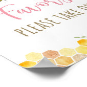 ピンクビーヒマワリ誕生日パーティーのお気に入りサイン ポスター (角)