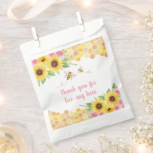 ピンクビーヒマワリ誕生日 フェイバーバッグ (クリップ留めされた状態)