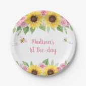 ピンクビーヒマワリ誕生日 ペーパープレート (正面)