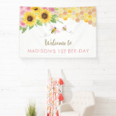 ピンクビーヒマワリ誕生日 横断幕 (インサイチュ)