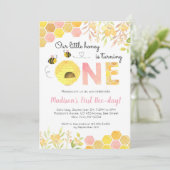 ピンクビーファーストバースデーパーティの招待状ズガール 招待状 (スタンド正面)