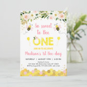 ピンクビーファースト誕生日 招待状 (スタンド正面)