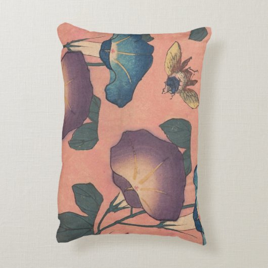 ピンクビー花クラシック北斎美術 アクセントクッション (裏面(縦))