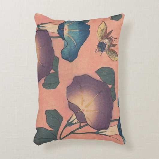 ピンクビー花クラシック北斎美術 アクセントクッション (正面(垂直))