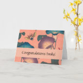 ピンクビー花クラシック北斎美術 カード (黄色い花)