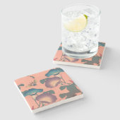 ピンクビー花クラシック北斎美術 ストーンコースター (横)