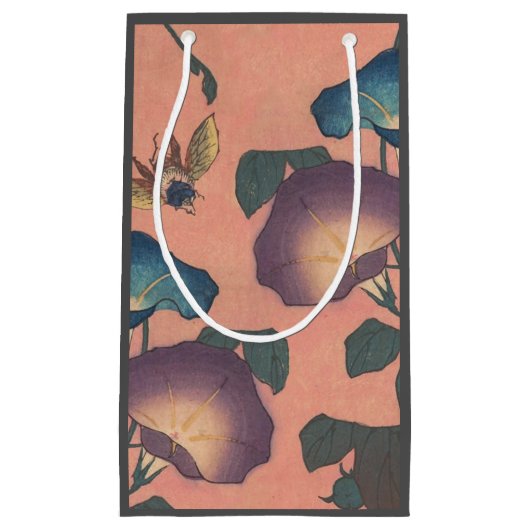 ピンクビー花クラシック北斎美術 スモールペーパーバッグ (正面)