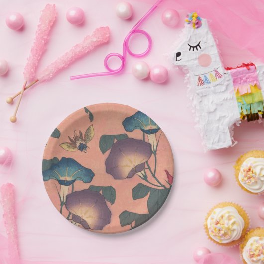 ピンクビー花クラシック北斎美術 ペーパープレート (パーティー)