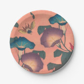 ピンクビー花クラシック北斎美術 ペーパープレート (正面)