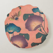 ピンクビー花クラシック北斎美術 ラウンドクッション (裏面)