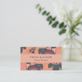 ピンクビー花クラシック北斎美術 名刺 (スタンド正面)