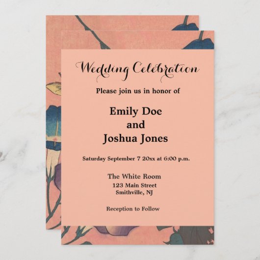 ピンクビー花クラシック北斎美術 招待状 (正面/裏面)