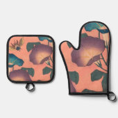 ピンクビー花クラシック北斎美術 鍋つかみ&鍋敷きセット (正面)