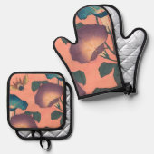 ピンクビー花クラシック北斎美術 鍋つかみ&鍋敷きセット (正面/裏面)