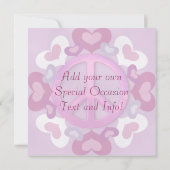 ピンクピかわいらしースサインとハート招待状 招待状 (裏面)