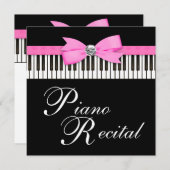 ピンクピアノとブラックピアノ鍵リサイタル招待状 招待状 (正面/裏面)
