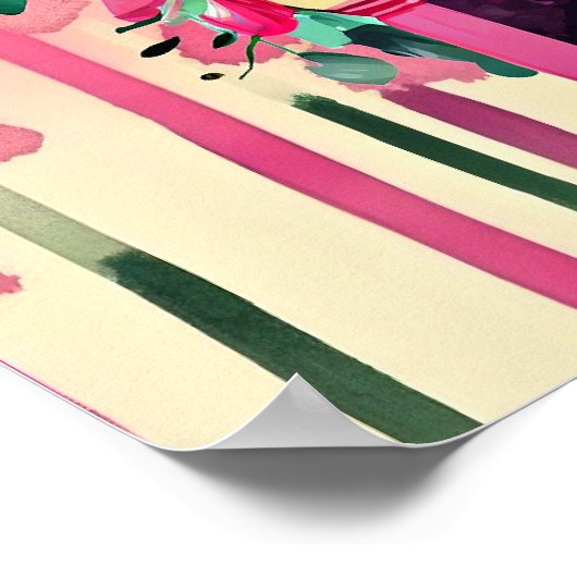 ピンクピアノウォーターイラストレーション ポスター (角)