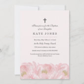 ピンクピエレガントオニーバプテスマ招待状 招待状 (正面)