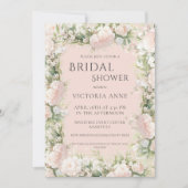 ピンクピエレガントオニーフローラブライダルシャワー 招待状 (正面)