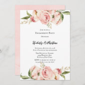 ピンクピエレガントオニーフローラ婚約パーティ 招待状 (正面/裏面)