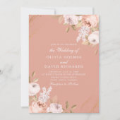 ピンクピエレガントオニー結婚式招待状 招待状 (正面)