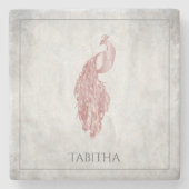 ピンクピエレガントーコックストンパーソナライズされたコースター ストーンコースター (正面)