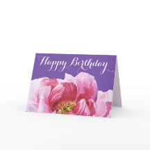 ピンクピオニーハッピーバースデーグリーティングカード