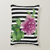 ピンクピオニーブラックストライプズシック アクセントクッション (裏面(縦))