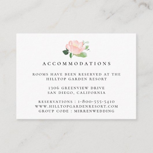 ピンクピオニ結婚ズ宿泊施設 エンクロージャーカード (正面)