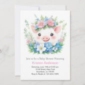 ピンクピギーとファーミヤード魔法ガールベビーシャワー 招待状 (正面)