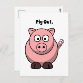 ピンクピギーまたは豚のバーベキューの漫画を豚 ポストカード (正面/裏面)