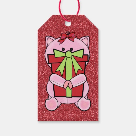 ピンクピギースパークルギフトラベル ギフトタグ (正面)