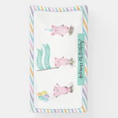 ピンクピギー子供の誕生日パーティーバナー 横断幕 (縦)